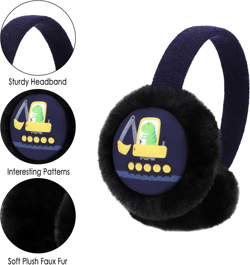 BUTITNOW Boys Truck Ball Game Controller Excavator Earmuffs & Gloves Set, Soft Plush Comfortable Winter Outdoor Ear Warmers - Image 3